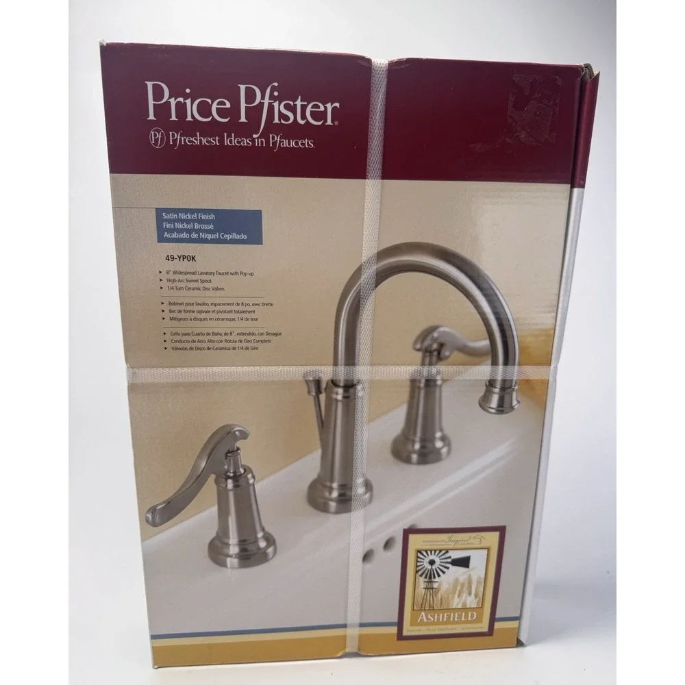 Price Pfister Ashfield 43-YPOK Satin Nickel Lavatory‎ Sink Faucet Widespread NEW